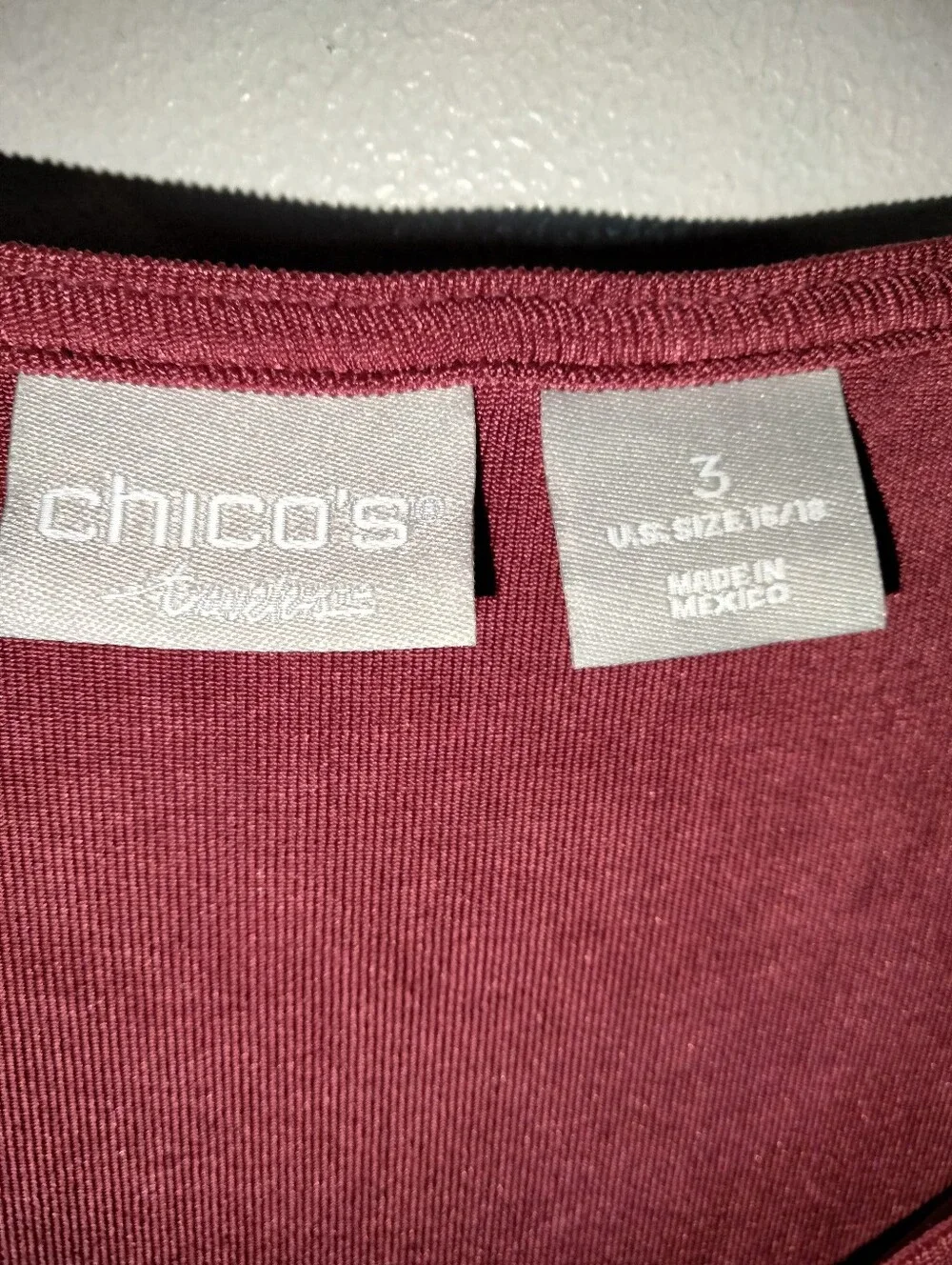 Chico's Travelers (Sz 3/XL/16) Cranberry Red Stretch (2PC) Tunic Top & Pants Set